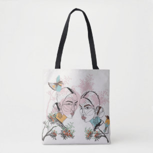 women line art boho style Tote Bag