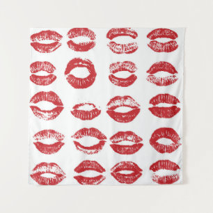 Women lips set. Hand drawn watercolor lips isolate Tapestry