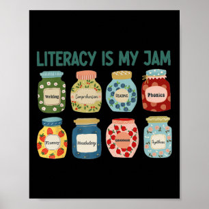 Women Literacy Is My Jam Literacy Teacher Reading Poster