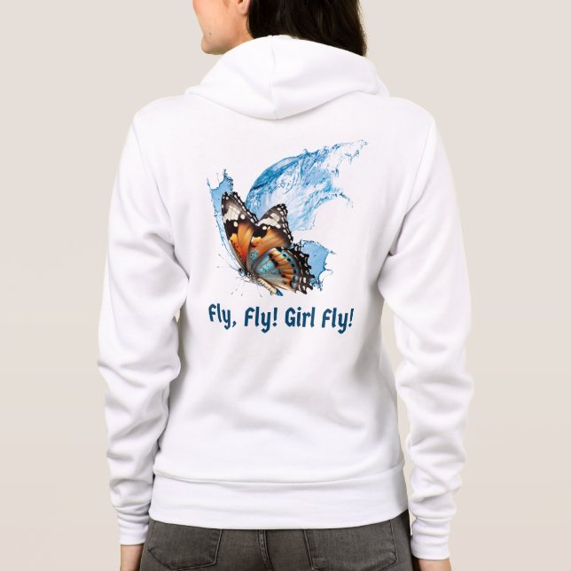 Women Long Sleeve Hood Fly Design Hoodie (Back)