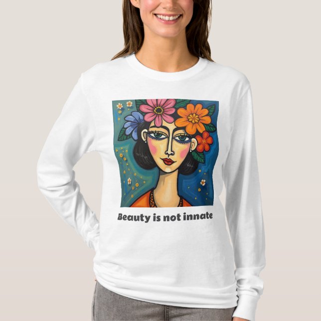 Women Long Sleeve T-Shirt with positive message (Front)