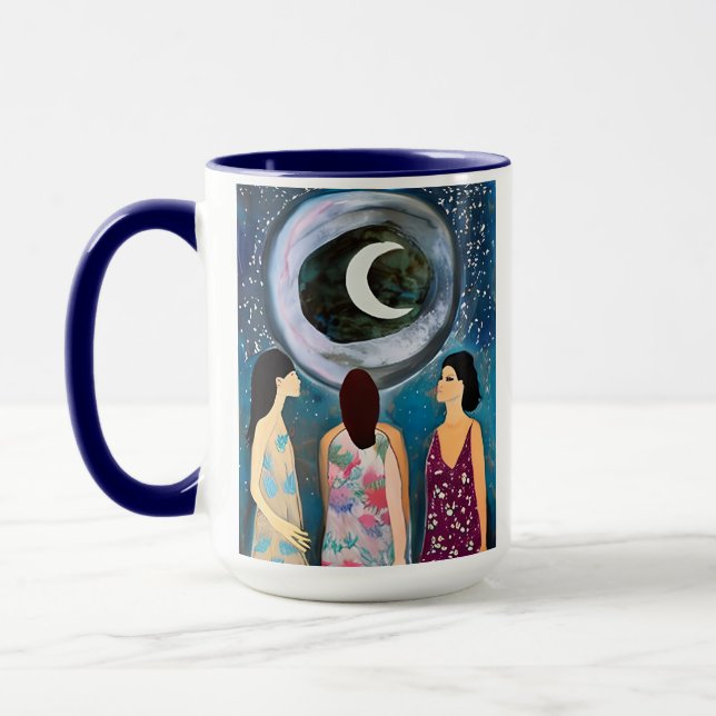 Women Looking at the Moon Artwork Mug (Left)