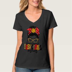 Women Loud & Proud Basketball Mum Messy Bun Leopar T-Shirt