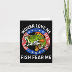 Women Love Me Fish Fear Me B Fishing Humour Vintag Card