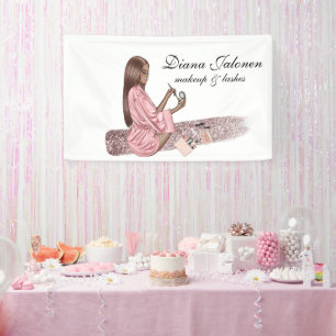 Women Makeup Lashes artist Salon Brush Pink Banner