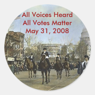 women march, All Voices Heard  All Votes Matter Classic Round Sticker