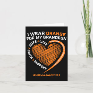Women Men I Wear Orange For My Grandson Leukaemia  Card