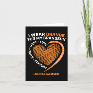 Women Men I Wear Orange For My Grandson Leukaemia  Card