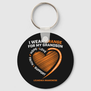 Women Men I Wear Orange For My Grandson Leukaemia Key Ring