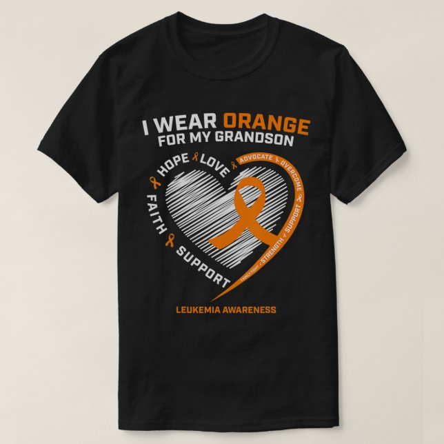 Women Men I Wear Orange For My Grandson Leukaemia  T-Shirt (Design Front)