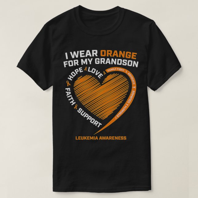 Women Men I Wear Orange For My Grandson Leukaemia  T-Shirt (Design Front)