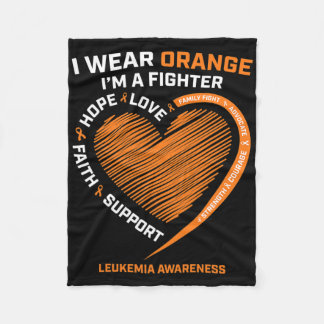 Women Men Kids Fighter Gift I Wear Orange Leukaemi Fleece Blanket