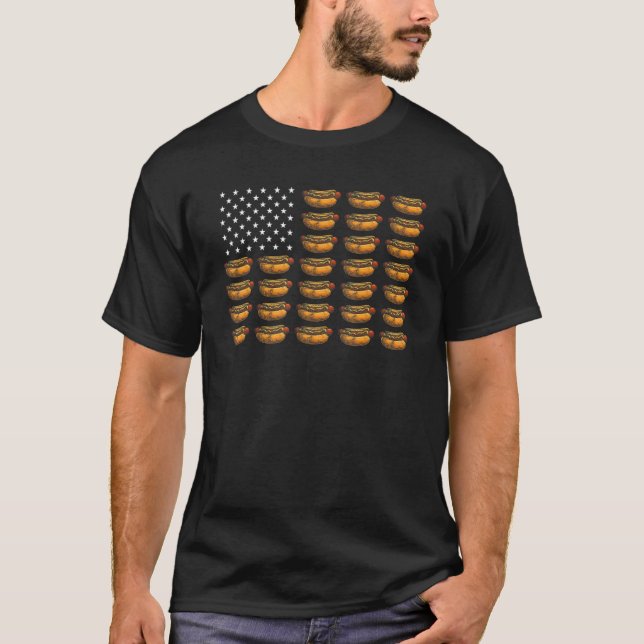 Women Men Kids Hot Dog American Flag Hot Dog Lover T-Shirt (Front)