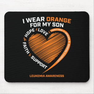 Women Men Mom Dad Wear Orange For My Son Leukemia  Mouse Pad