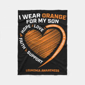Women Men Mum Dad Wear Orange For My Son Leukaemia Fleece Blanket