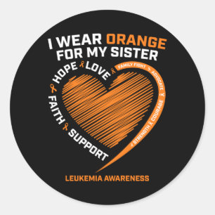 Women Men Wear Orange For Sister Leukaemia Classic Round Sticker
