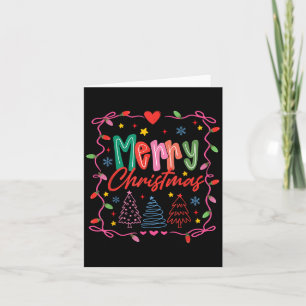 Women Merry Christmas Preppy Coquette Bow Xmas Tre Card