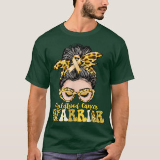 Women Messy Bun Childhood Cancer Warrior Gifts  T-Shirt