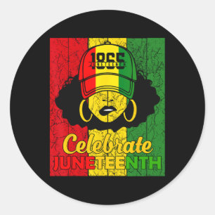 Women Messy Bun Juneteenth Celebrate Indepedence D Classic Round Sticker