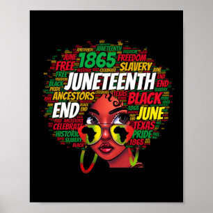 Women Messy Bun Juneteenth Celebrate Independence  Poster