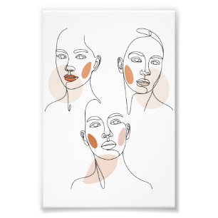 Women Minimalist Line Art Faces Photo Print