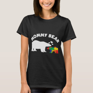 Women Mommy Bear Puzzle Pieces Autism Awareness Mo T-Shirt