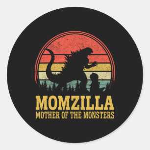 Women Momzilla Mother Of Monsters Vintage Mothers Classic Round Sticker