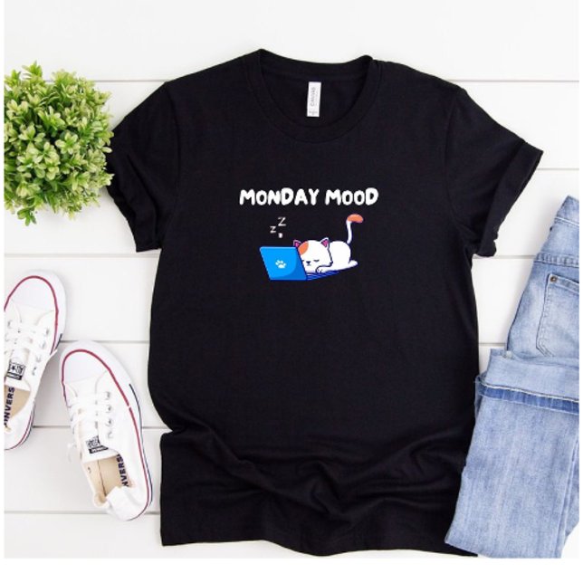 Women monday mood printed T-shirt  (Creator Uploaded)