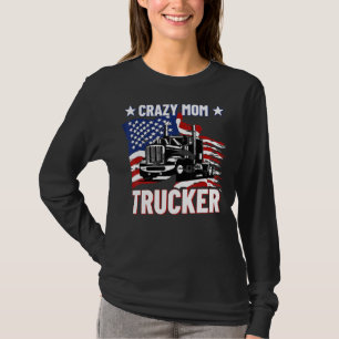 Women Mother Trucker Funny American Flag Trucker W T-Shirt