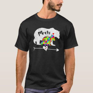 Women Mum Bear Autistic Autism Awareness Gift Moth T-Shirt