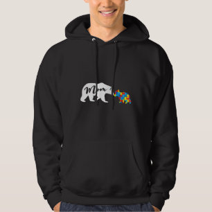 Women Mum Bear Autistic Autism Awareness Hoodie