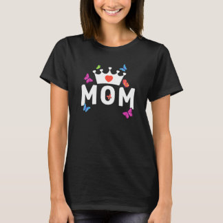 Women Mum  Crown Heart Butterfly Mothers Day T-Shirt