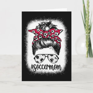 Women Mum Life Soccer Mum Mothers Day Messy Bun Wo Card
