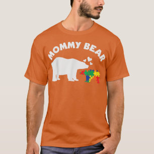 Women Mummy Bear Puzzle Pieces Autism Awareness Mo T-Shirt