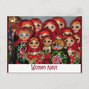 Women Nest, Russian Nesting Dolls Postcard