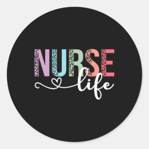 Women Nurse Life Rn Lpn Cna Leopard Nurse Week Hea Classic Round Sticker