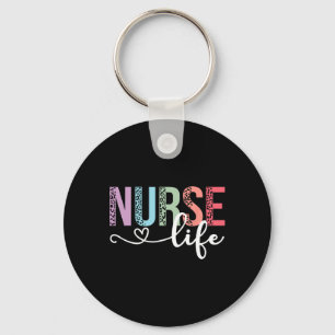 Women Nurse Life Rn Lpn Cna Leopard Nurse Week Hea Key Ring