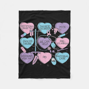 Women Obstetrics Valentine's Day Nurse Ob Gyn Obst Fleece Blanket