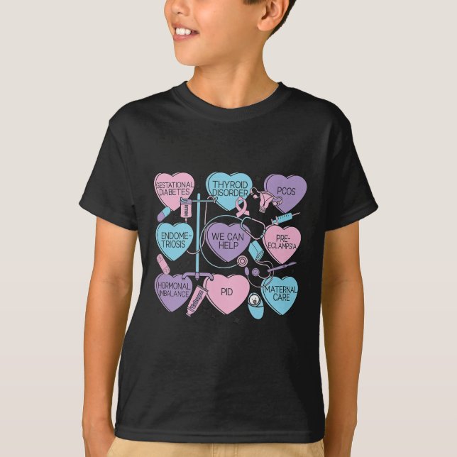 Women Obstetrics Valentine's Day Nurse Ob Gyn Obst T-Shirt (Front)