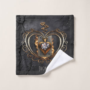 Women of heart card in flames. wash cloth