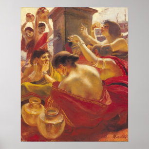 Women of Madura at a Fountain Poster