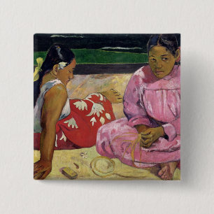 Women of Tahiti, On the Beach, 1891 15 Cm Square Badge