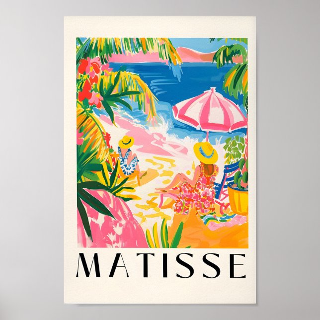 Women On The Beach Art Print, Bohemian Beachy Deco Poster (Front)