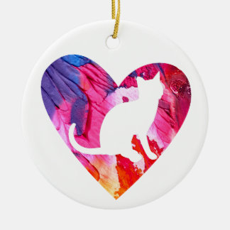Women or Girls Cat Tie Dye Watercolor Ceramic Tree Decoration