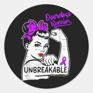 Women Overdose Warrior Awareness Month Ribbon Classic Round Sticker