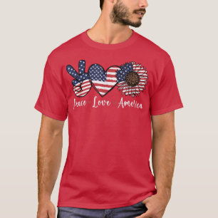 Women Peace Love America US Flag Fourth Womens 4th T-Shirt