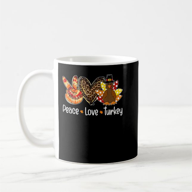 Women Peace love turkey pumpkin gobble turkey than Coffee Mug (Left)