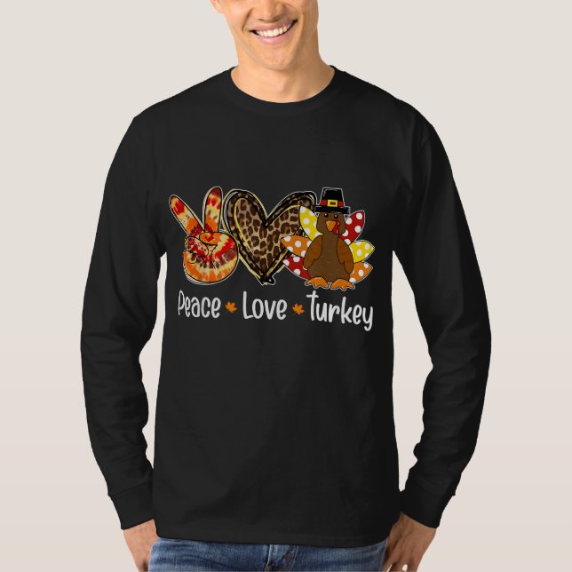 Women Peace love turkey pumpkin gobble turkey than T-Shirt (Front)