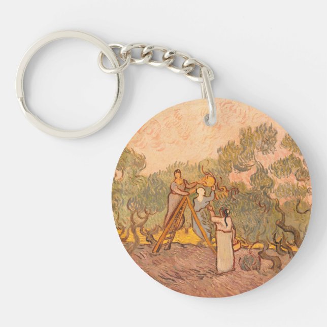 Women Picking Olives by van Gogh:  Key Ring (Front)