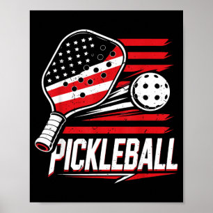 Women Pickleball 4th July Aamerican Flag Poster